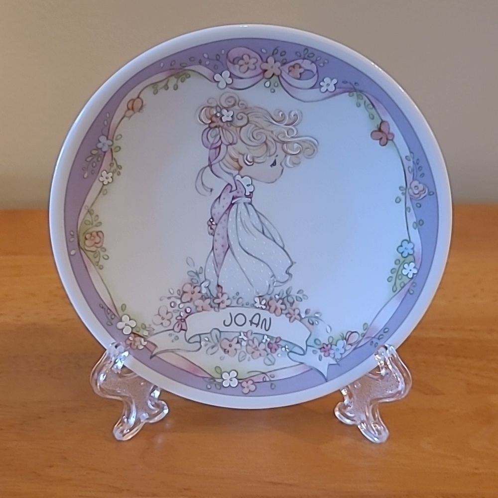 ENESCO PRECIOUS MOMENTS Vintage 1991 'Joan' Girl With Flowers Mini Plate